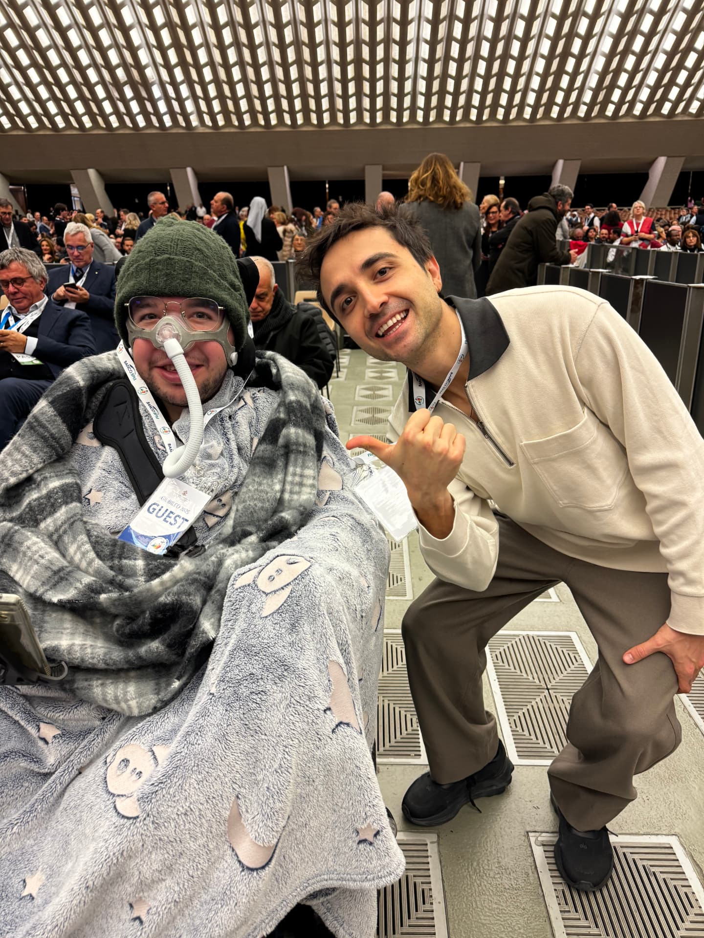 Giacomo with a guest at a Vatican gathering