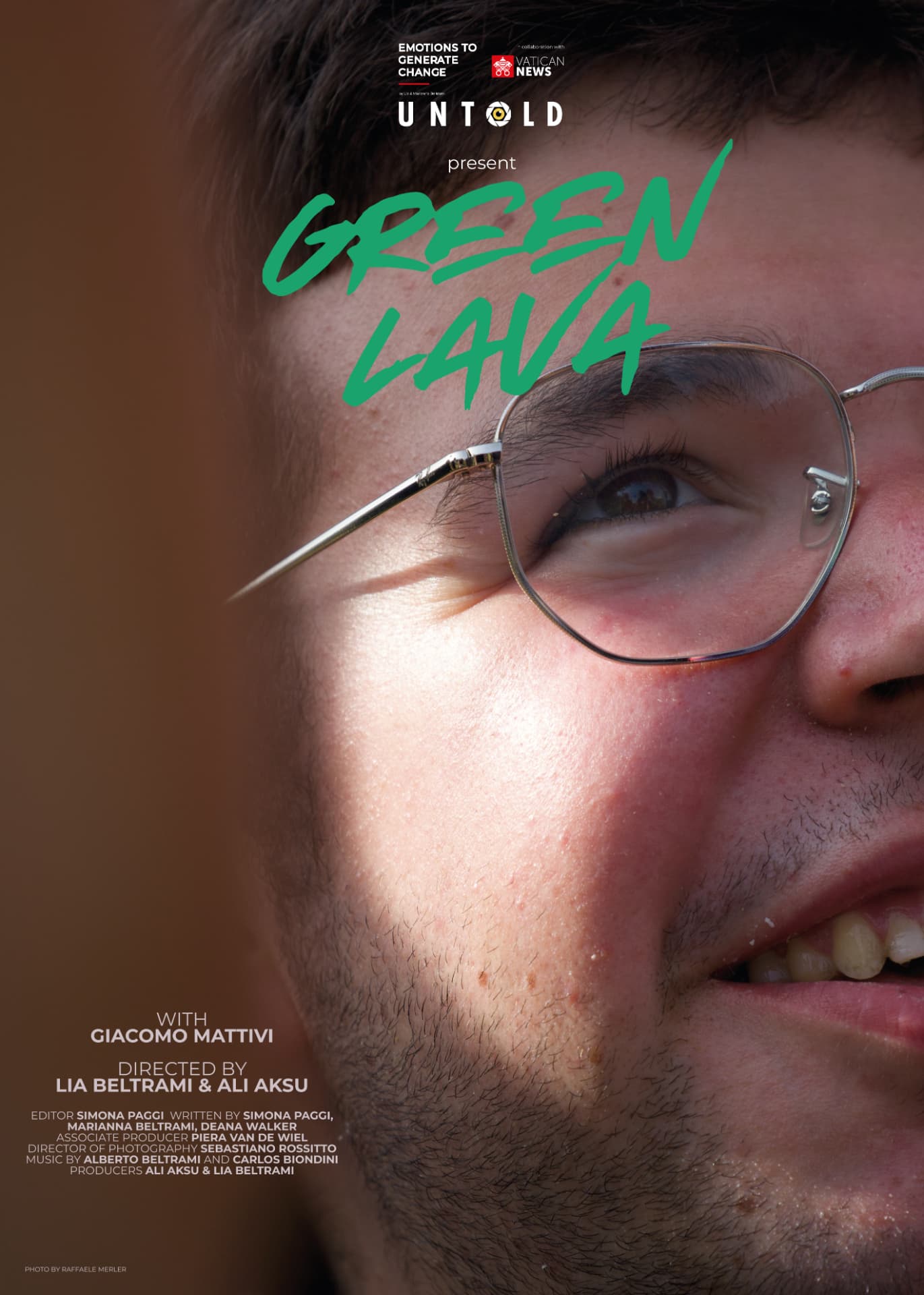 Official Green Lava poster: Giacomo against the Dolomite peaks